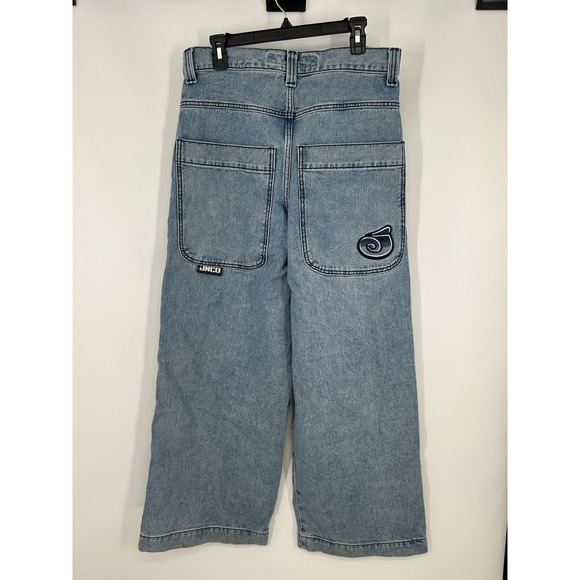 Vintage Y2K JNCO Twin Cannons Embroidered Super Baggy Jeans 26" Size 32x32 - Picture 1 of 11